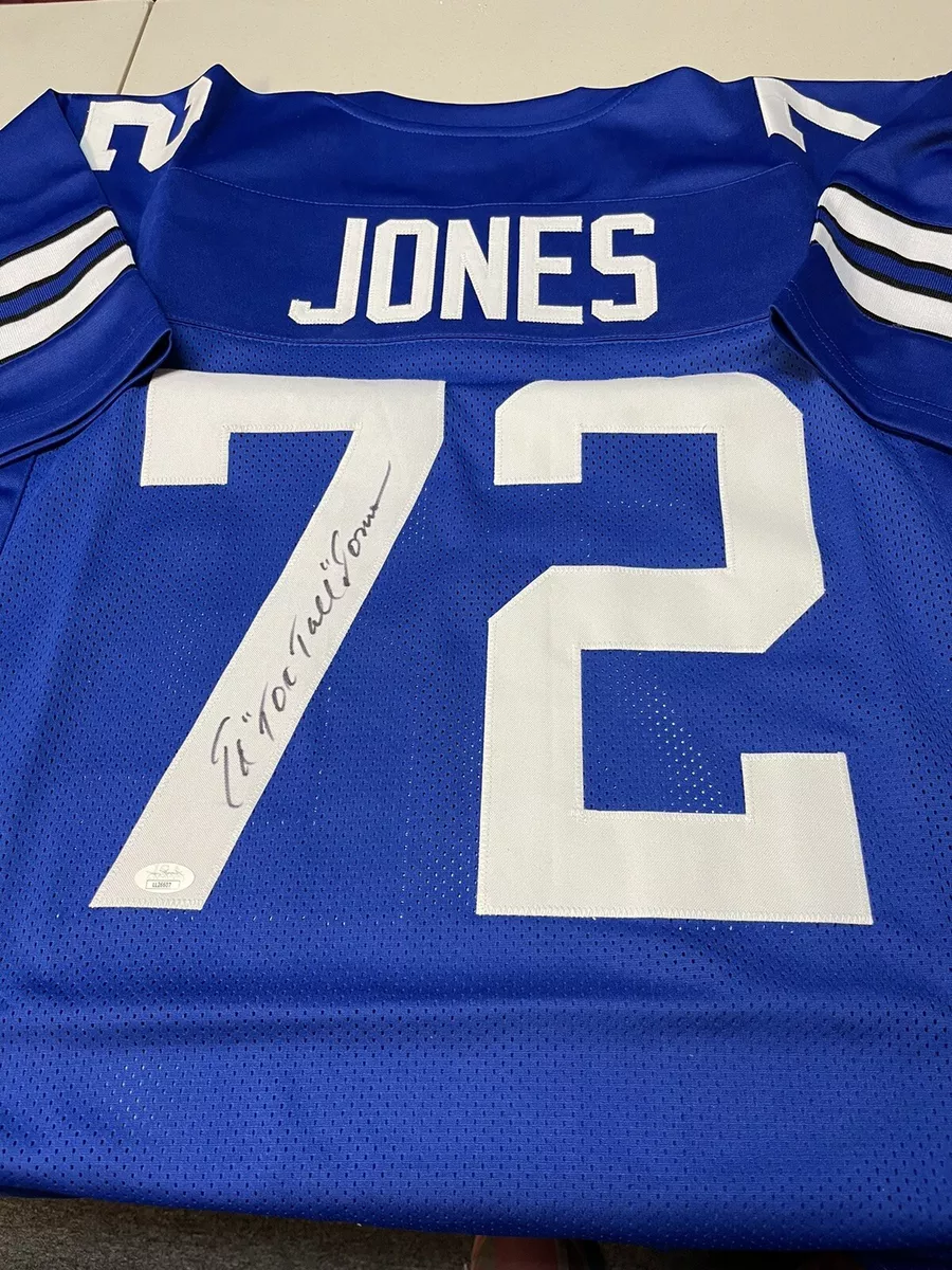 DALLAS COWBOYS Ed Too Tall Jones 72 SIGNED Home Blue JERSEY JSA WITNESS