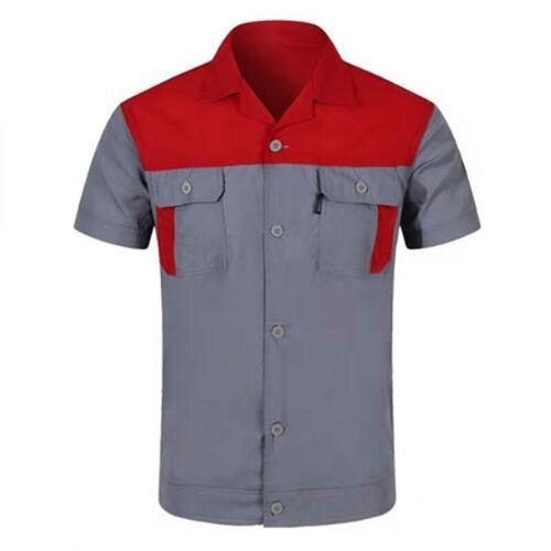 Herren Unisex kurzärmeliges Shirt Arbeitskleidung Tasche Werkstatt Auto Mechaniker Uniform - Bild 3 von 7