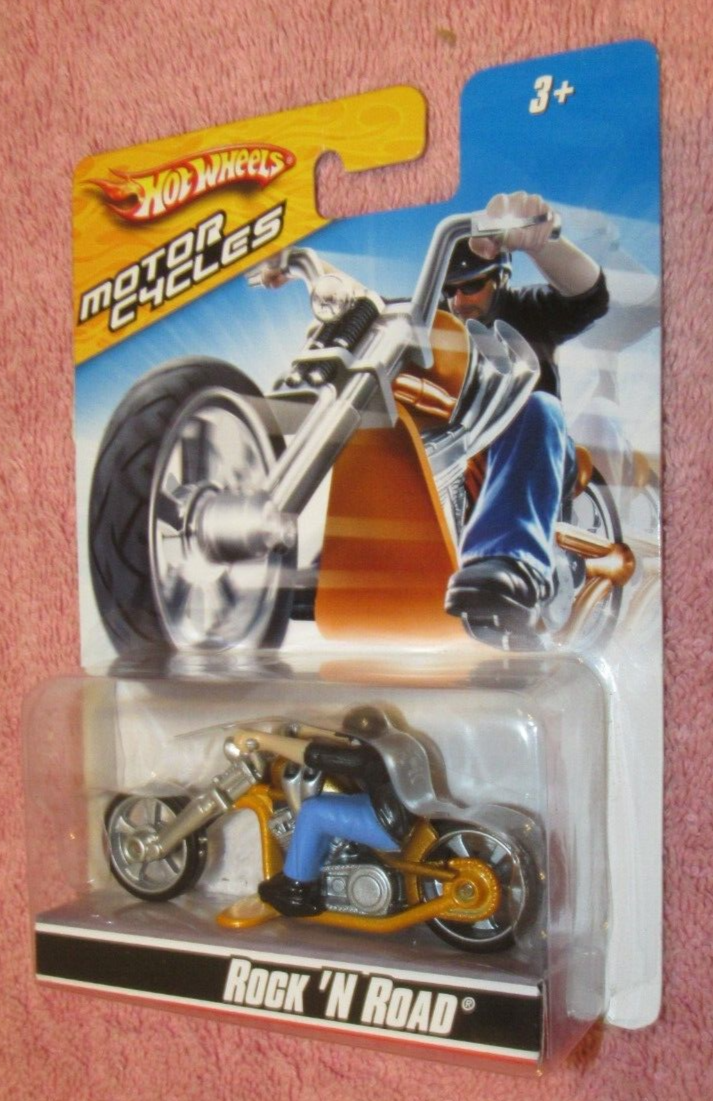 HotWheels Cool series ROCK’N’ROAD Orange & Gold Rock 'N Road Motorcycle w/ Rider - 2008 Hot Wheels