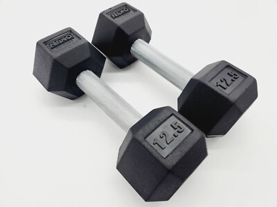 Nexo Fitness Rubber Hex Dumbbells Fully Knurled Straight Handle,  Pair