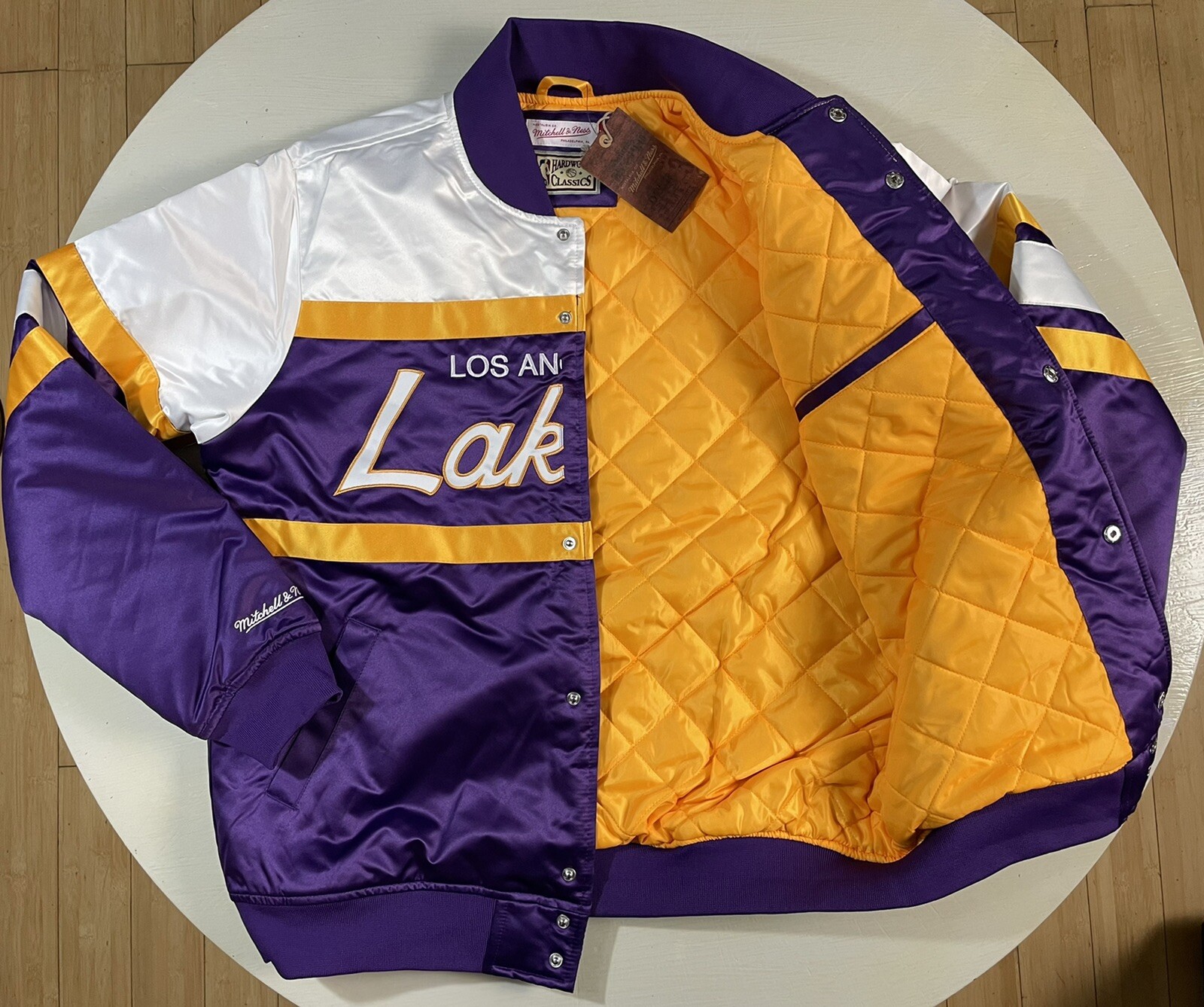 Satin Los Angeles Lakers Hardwood Classics White Jacket - Jacket Makers