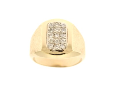 Mens Vintage 14K Yellow Gold .50 Carat Diamond Pave Set Ring w ...