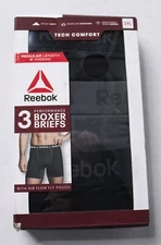 Reebok Men's Stretchy Performance Boxer Briefs 3 Pack DH3 Assorted 2XL NWT