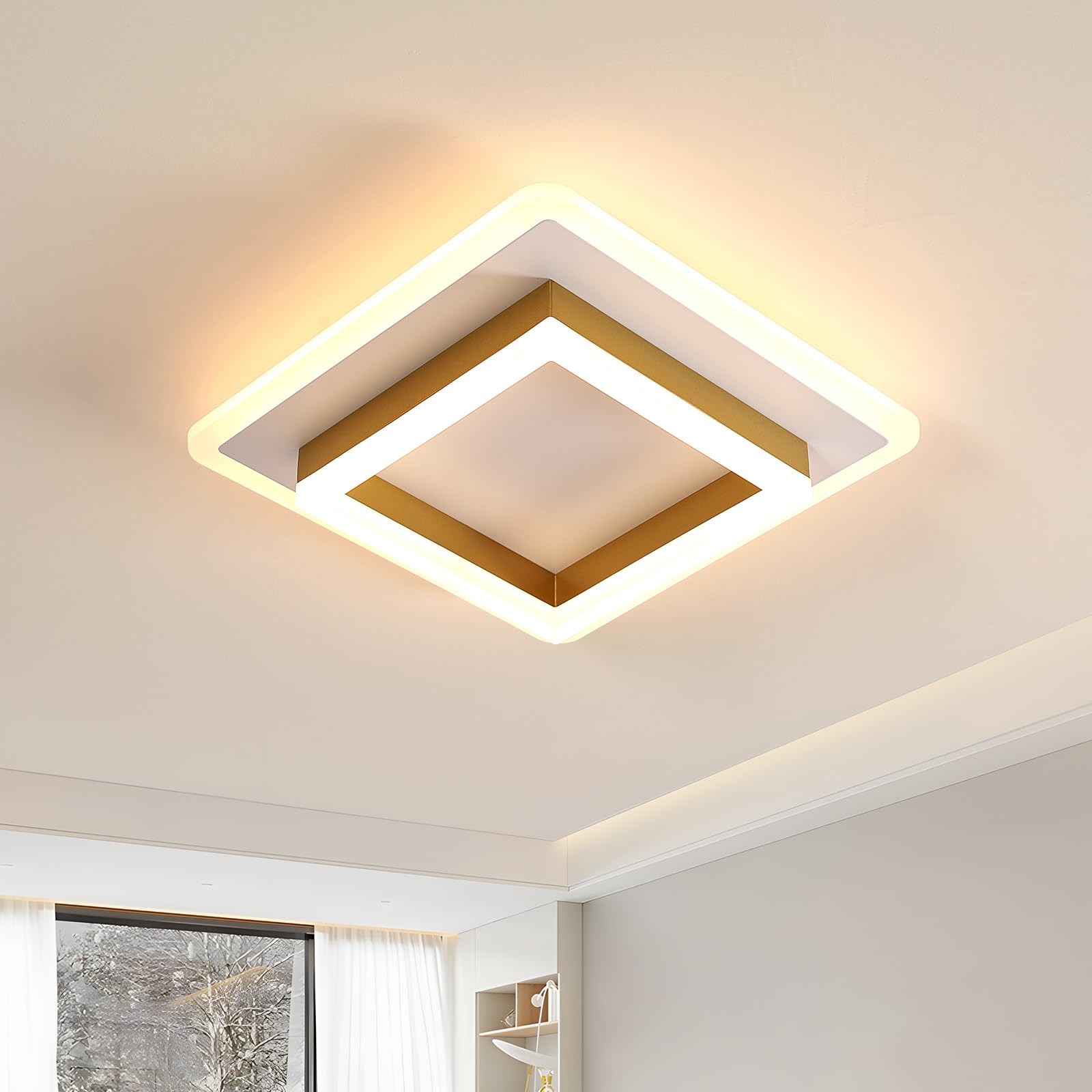 Plafoniera LED Oro 30W 3600LM Quadrata - Lampada Soffitto Alta Resa