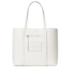 Kate Spade Women's Purse White Pebbled Leather Double Strap Large Tote Bag