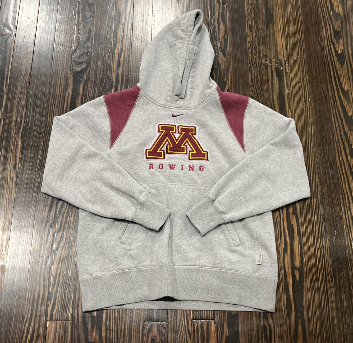 FILA Nike Minnesota Gophers Rowing Felpa con Cappuccio Uomo Grigio Medio Cotone Poliestere