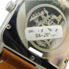 Hermes H Watch L Stamp Hh1.810 Quartz 3ATM SS Silver Brown White Men'S 10
