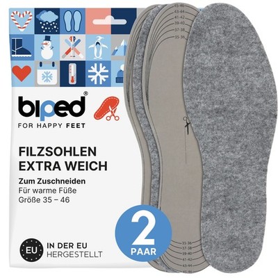 biped 2 Paar Filz Einlegesohlen zum Zuschneiden - Weiche Filzsohlen z2739