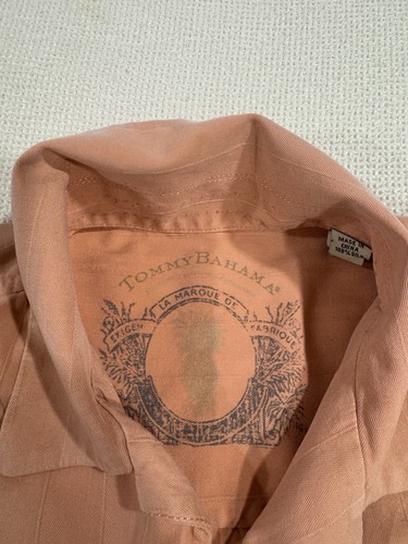 Tommy Bahama 100% Silk Peach Coral Button Up Shirt Men’s Size Medium - Picture 7 of 12