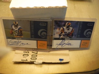 2000 Stadium Club Lone Star Signatures Marshall Faulk, Isaac Bruce