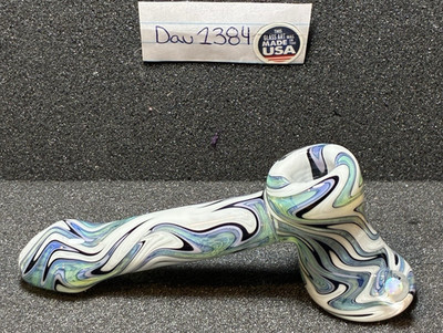 Glass Pipe Hammer With Opal   Handblown In USA Fast Shipping