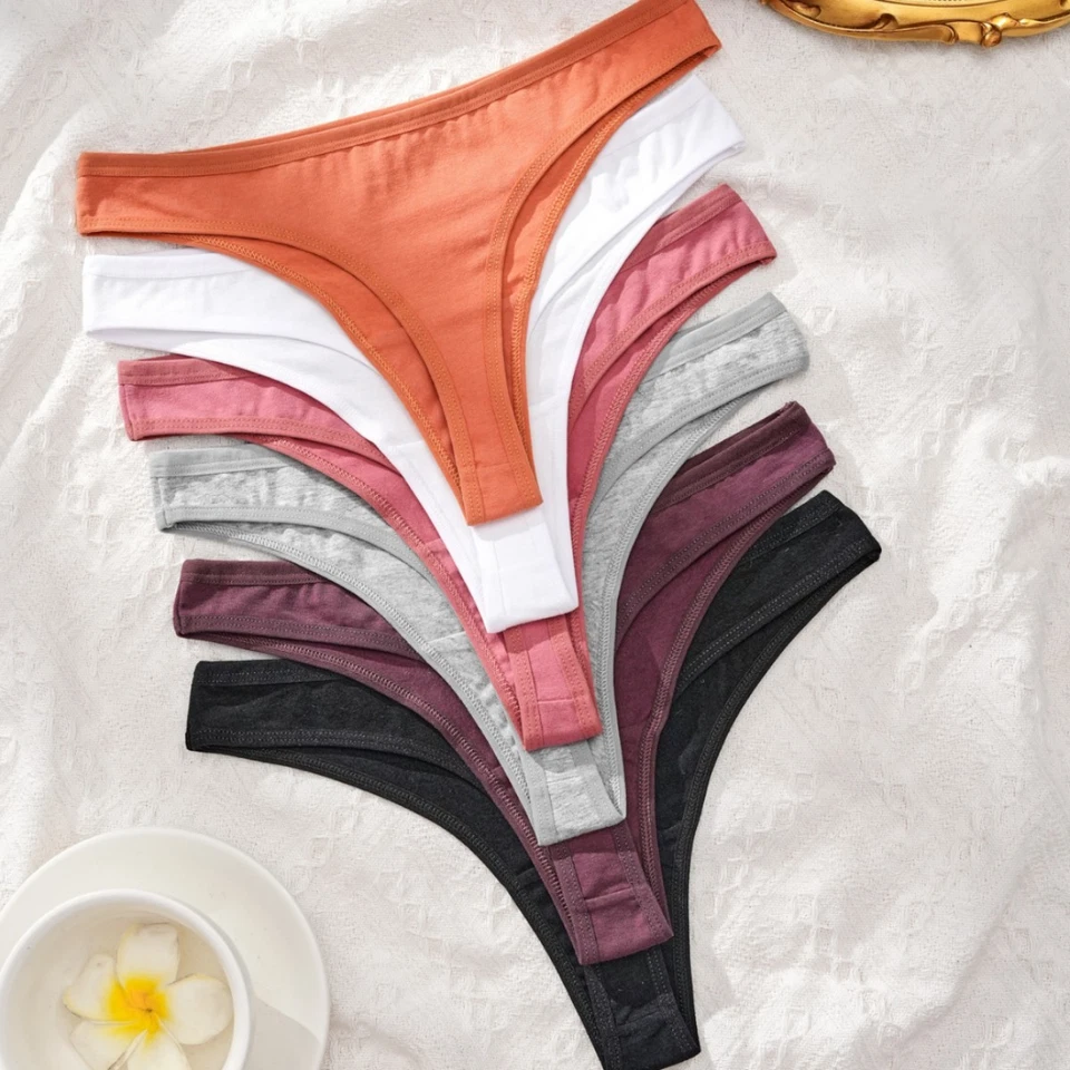 Paquete de 6 Sexy Mujer Algodón Bragas Tanga Tanga Tanga Bikini Lencería Ropa Interior Foto 2 de 4