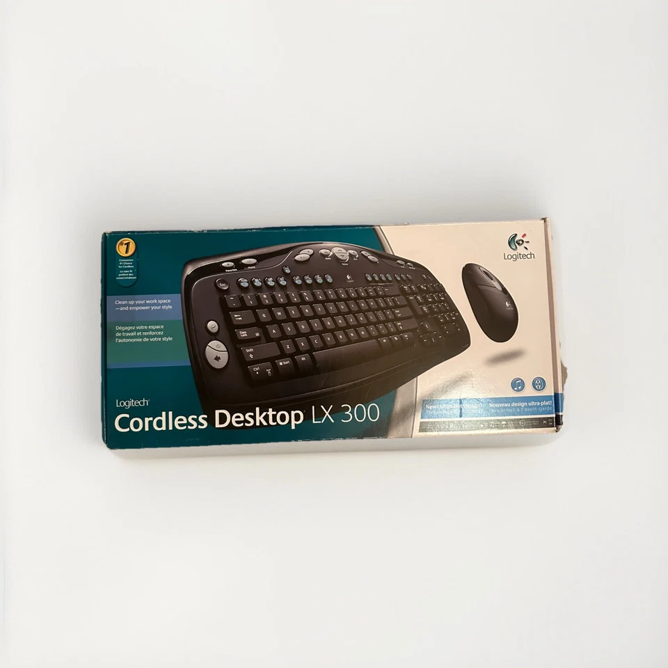 Logitech LX 300 Ergonomic Cordless Desktop Keyboard Mouse 2004 - Image 2 of 4