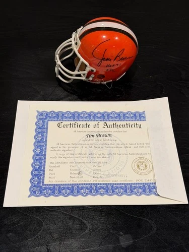Jim Brown Signed Mini Helmet with COA