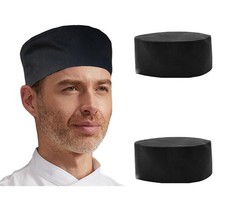 Hyzrz 2 Pcs Unisex Vent Chef Hats Adjustable Kitchen Cooking One Size, Black