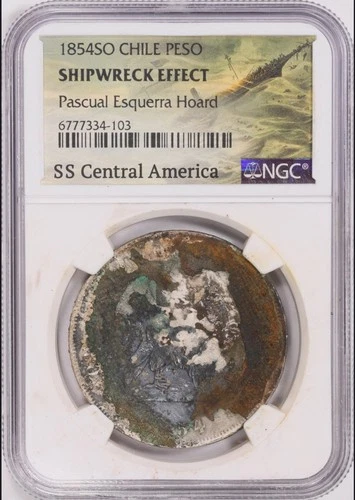 1854 SO Chile Peso SS Central America Pascual Esquerra - NGC Shipwreck #0626