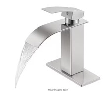 Waterfall Single Handle, Low-Arc Bathroom Faucet Bathroom, Brushed Nickel