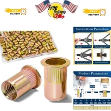 High-Quality 115Pcs Carbon Steel Rivnuts - 1/4 UNC Rivet Nuts with Flat Head
