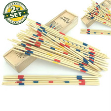 Mikado Spiel Holz 2er Set Geschicklichkeitsspiel Holzbox Stäbchen Spiel Familie