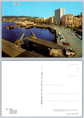Vigo Spain Harbor Port Partial View Postcard 1960s European Cars Fama