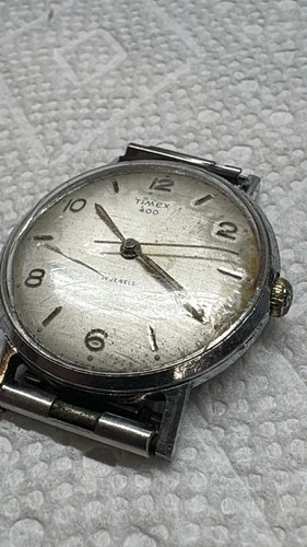 32.5MM Mens vintage Timex 400 runs for parts Mechanical 17J (A10)