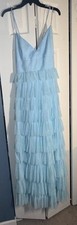NWT Lulus Date With a Daydream Light Blue Pleated Lace Tiered Maxi Dress Sx XXL