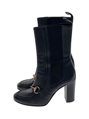 Womens GUCCI GUCCI Side Gore Boots 34.5 BLK Leather 163415