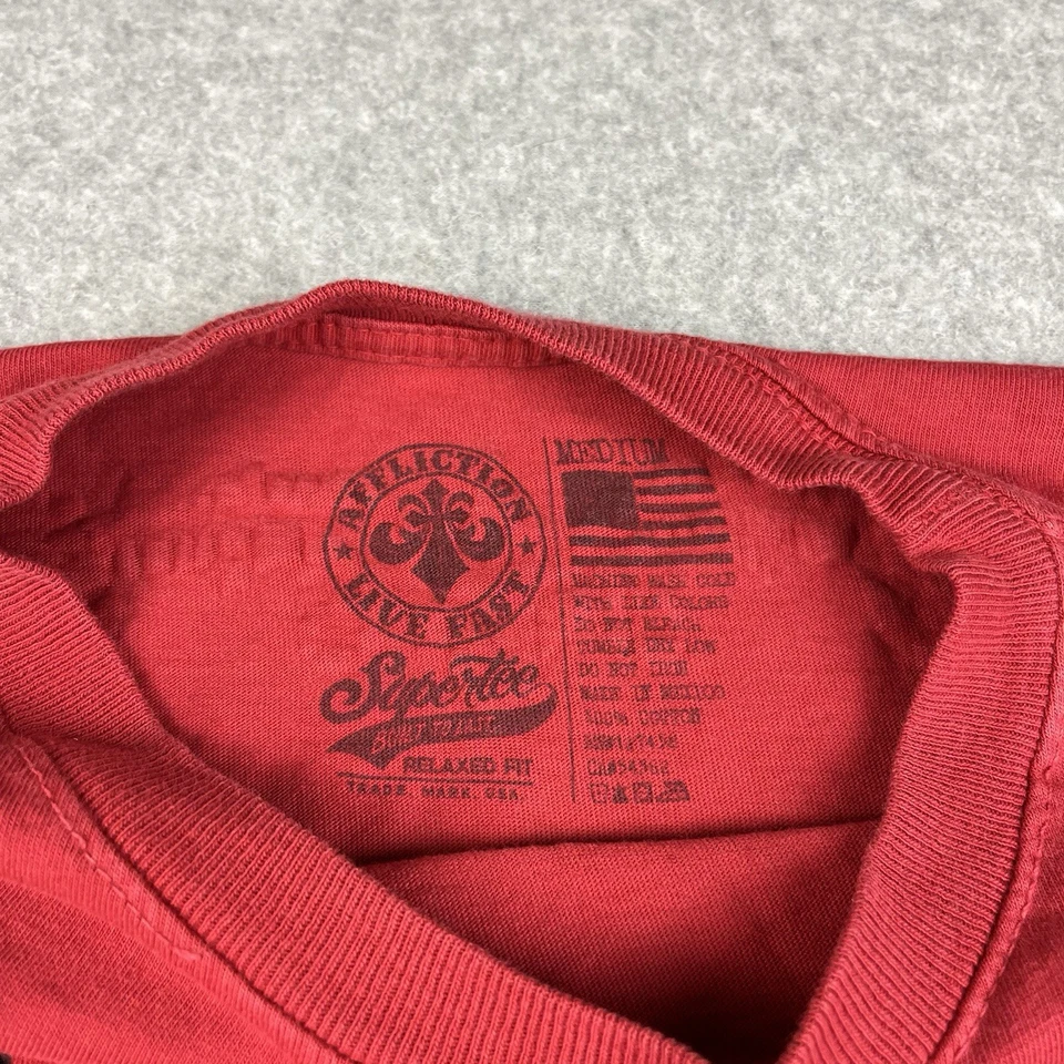 Affliction T Shirt Mens Medium Red Phoenix Tried & True Live Fast Eagle Grunge - Image 3 of 4