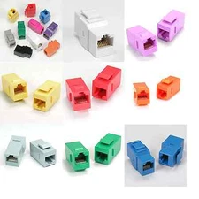 CAT5'e  RJ45  ETHERNET KEYSTONE JACK Inline Adapter COUPLER FEMALE F/F Color 
