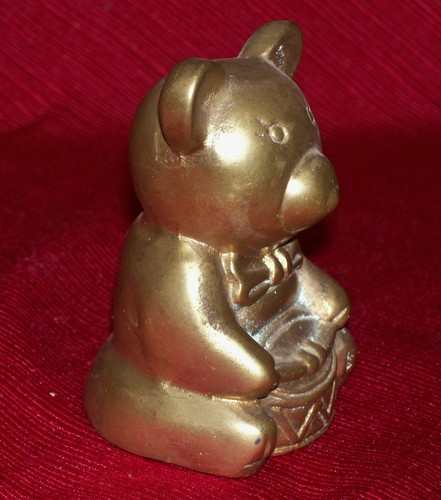 Vintage Koala Drummer Brass Teddy Bear Figurine - Picture 3 of 4