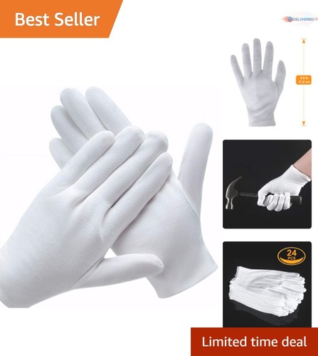 12 Pairs White Cotton Gloves Dry Hands Moisturizing Eczema SPA Costume Serving