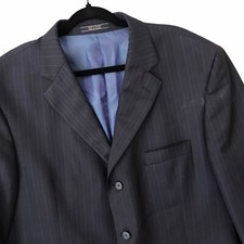 Loro Piana Super 120  s Saks Fifth Avenue Blazer Navy Stripe 3 Button Wool Sz 46R