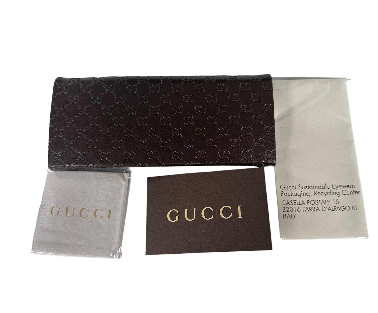 Étui lunettes de soleil en cuir Gucci recyclable marron