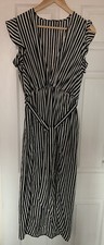Pretty Little Thing Ladies Womans Black & White Stripe Midi Dress UK Size 12