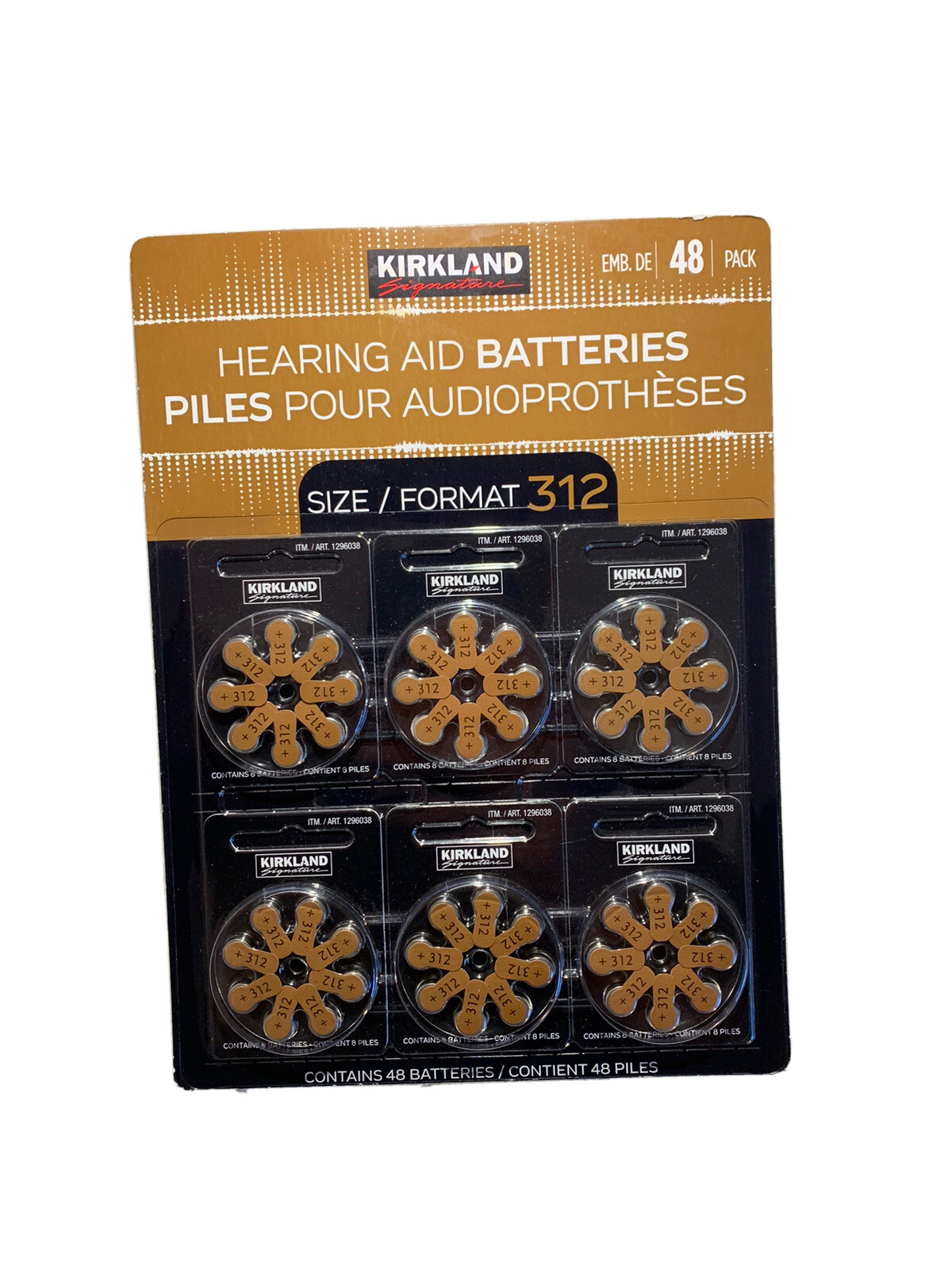 Kirkland Signature Hearing Aid Batteries Size/Format 312, 1.45 Volt, 48