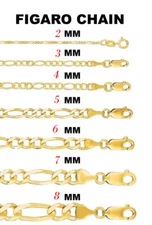 Unisex Genuine 18K Yellow Gold Filled Italian 16/18/20-32" Figaro Chain Necklace