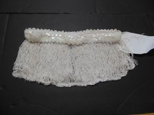 White Fringe Skirt with Sequin Stretch Waistband Medium child Dance costume