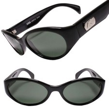 Indie Fashion Rare  Authentic Vintage Oval Bold Thick Black Frame Sunglasses