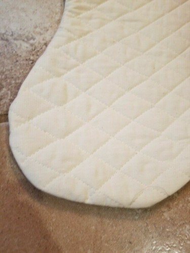 2 Quilted and Lace Christmas Stockings Mom and Dad Ivory, Red - Picture 5 of 9