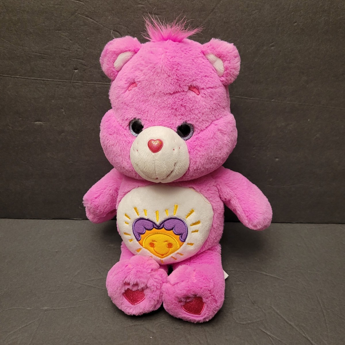 2017 Large Shine Bright Pink Care Bear Sunshine Glittery