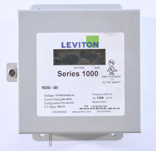 Leviton Serie 1000 Submetro Misuratore Elettrico 1N240-081 con Trasformatori 4LSF-800A - Foto 2 di 6