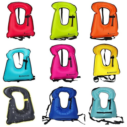 Clearance Snorkel Vest Youth Inflatable Snorkeling High Viz Yellow Kids Boy F7Y9