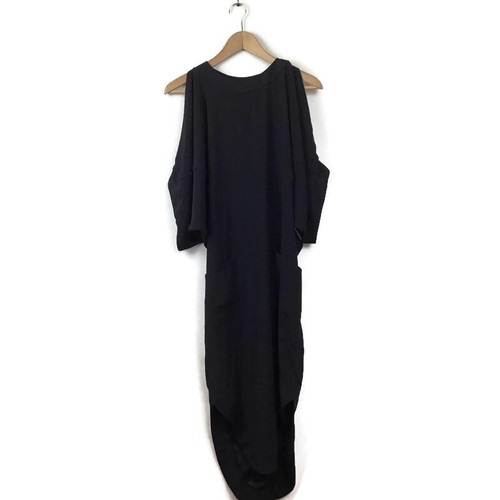 Abito Norisol Ferrari S nero manica dolman inserto rete asimmetrico donna LBD
