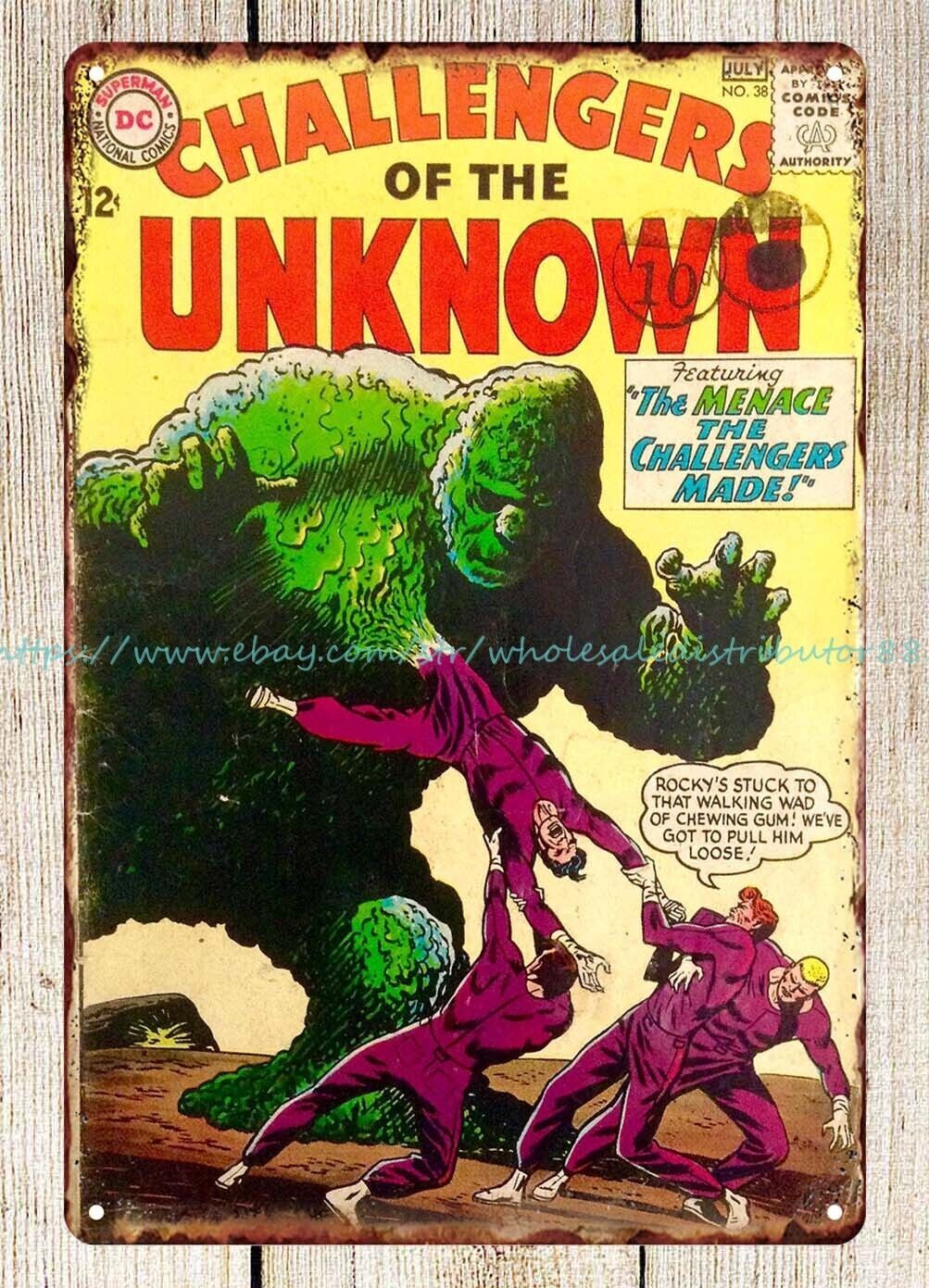 1964 Challengers Of The Unknown comics retro metal tin garden plaque