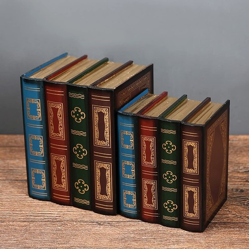 Vintage Confezione da 2 Scatole Libri Decorativi Legno Decorazioni Antiche Scatola Portalibri - Foto 6 di 6