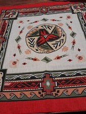Wamcraft Bandana Southwest Design Aztec Red Black & Tan #14193 Made In USA 22”