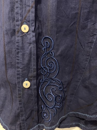 Camicia Johnny Was 3J Workshop Top XL Ricamo Blu Abbottonata Unicorno Alato - Foto 8 di 12