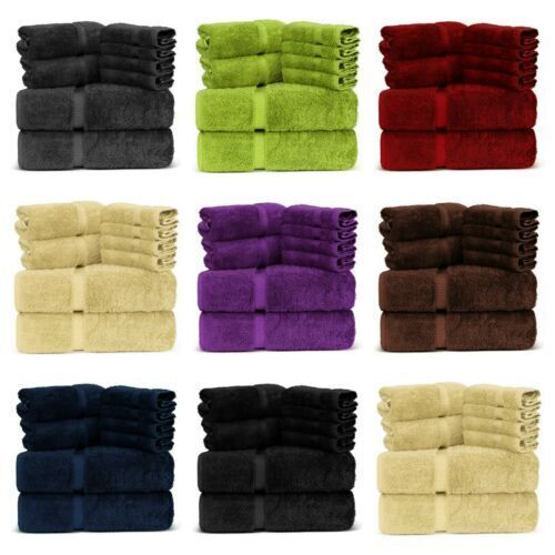 8 Pcs Towel Set 100% Egyptian Cotton Soft & High Absorbent Face Hand Bath Towel - Picture 2 of 15