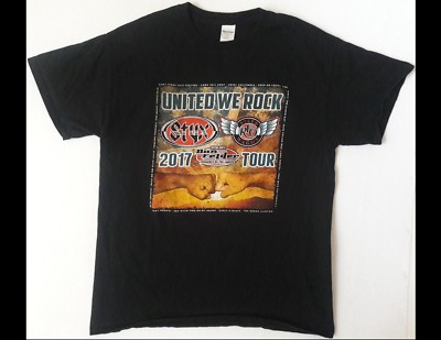 STYX United We Rock Tour 2017 Size Large Black T-Shirt