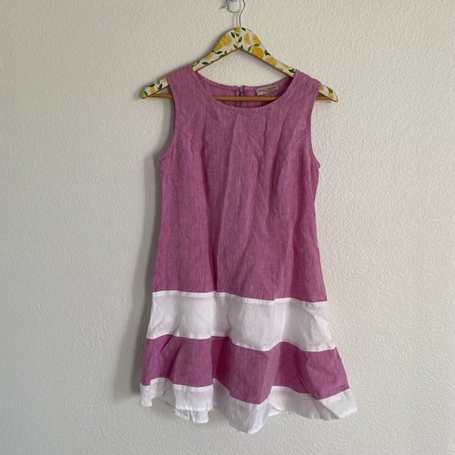 Sartoria Saracena Damen rosa ärmellos Leinen Minikleid Größe Small